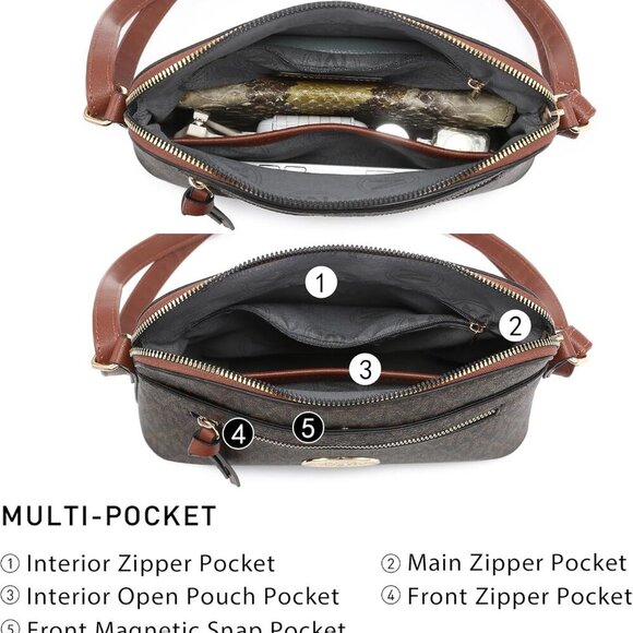 Womens Fashion Crossbody Bag Medium Shoulder Purse with Adjustable Strap Multi P - Picture 3 of 7